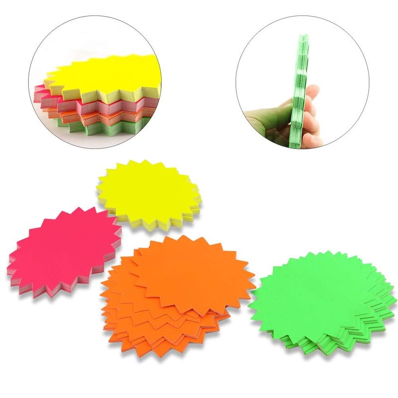Twdrer 80 Pack Starburst Signs for Retail Store, Neon Fluorescent Garage Sale Supplies (4 Assorted Colors 3.15"x4.33") - Yard Sale Price Tags, Classroom Bulletin Board Decorations, Party Favors Cutout - Image 3